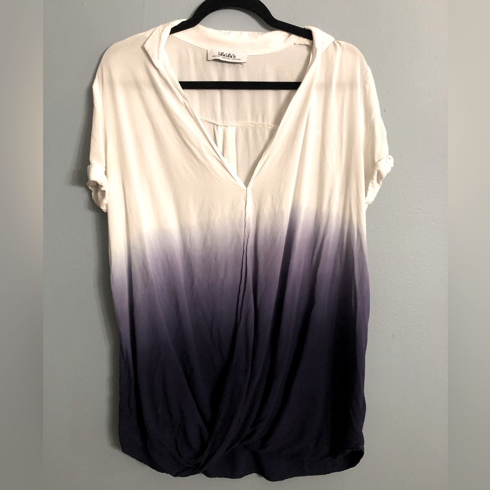 Lulu's White and Purple Ombre Blouse